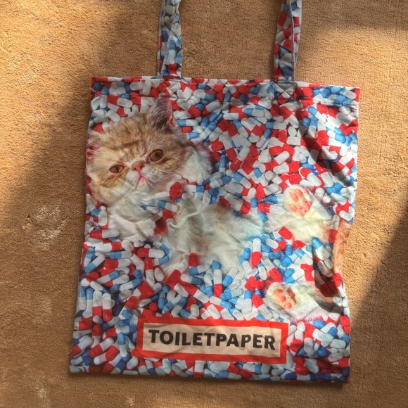 Toiletpaper Magazine Cat in Pills Tote - Picture 2 of 3